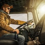 Truck driver behind the wheel